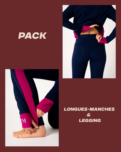 Pack hiver - Legging + manches longues MARINE