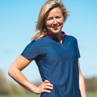 Woman smiling wearing sustainable sportswear by Moov360
