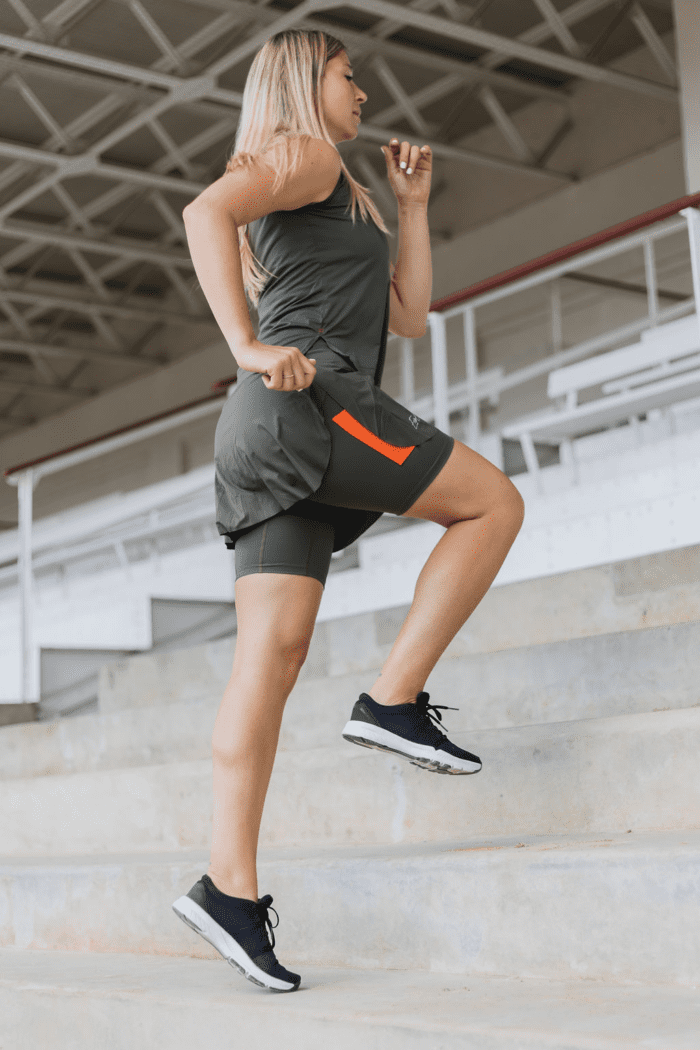 Eco-responsible sports tank top for women Khaki - Orange