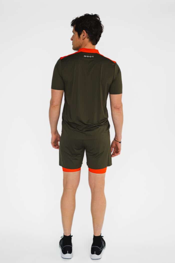 Ecologisch verantwoord hardloop-T-shirt voor heren Khaki - Oranje