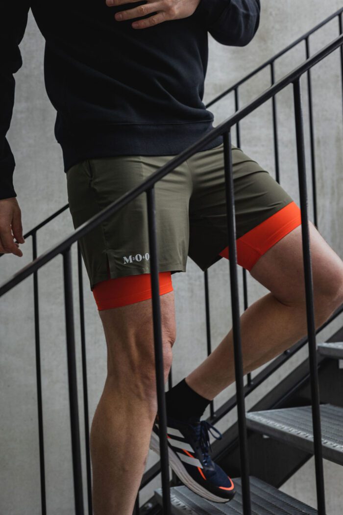 Men's running shorts Khaki - Orange