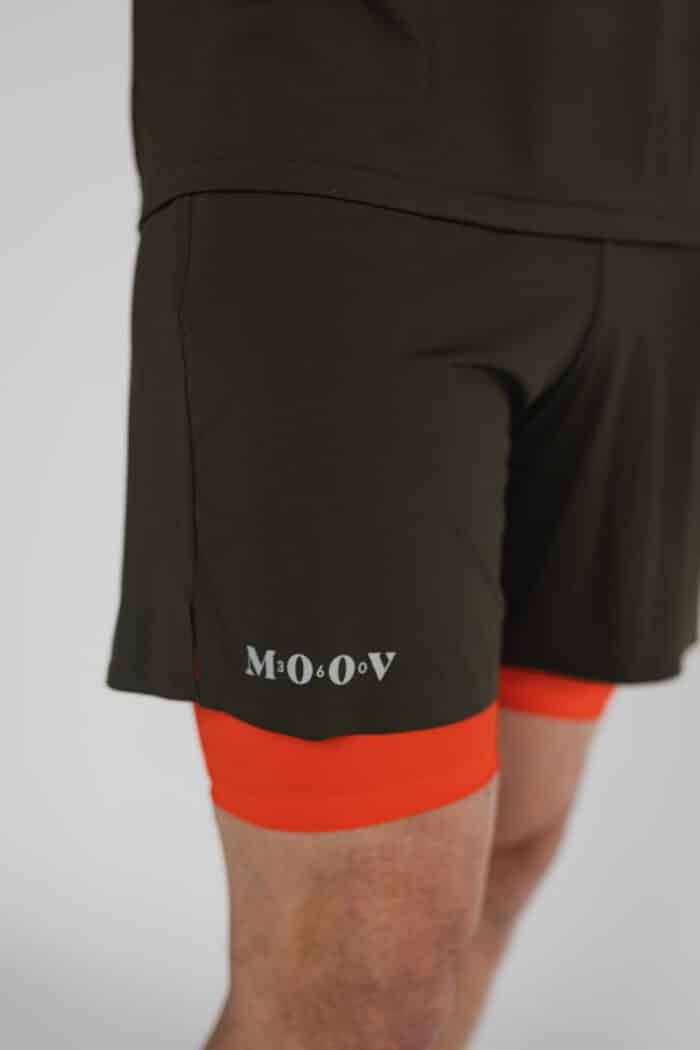Eco-friendly running shorts for men Khaki - Orange