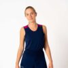 Débardeur de sport éco responsable femme Bleu marine - Fuchsia