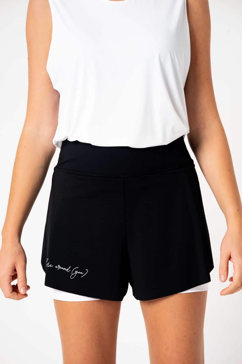 Eco-responsible running shorts Black - White