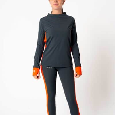 T-shirt manches longues de sport écoresponsable pour femmes Gris - Orange