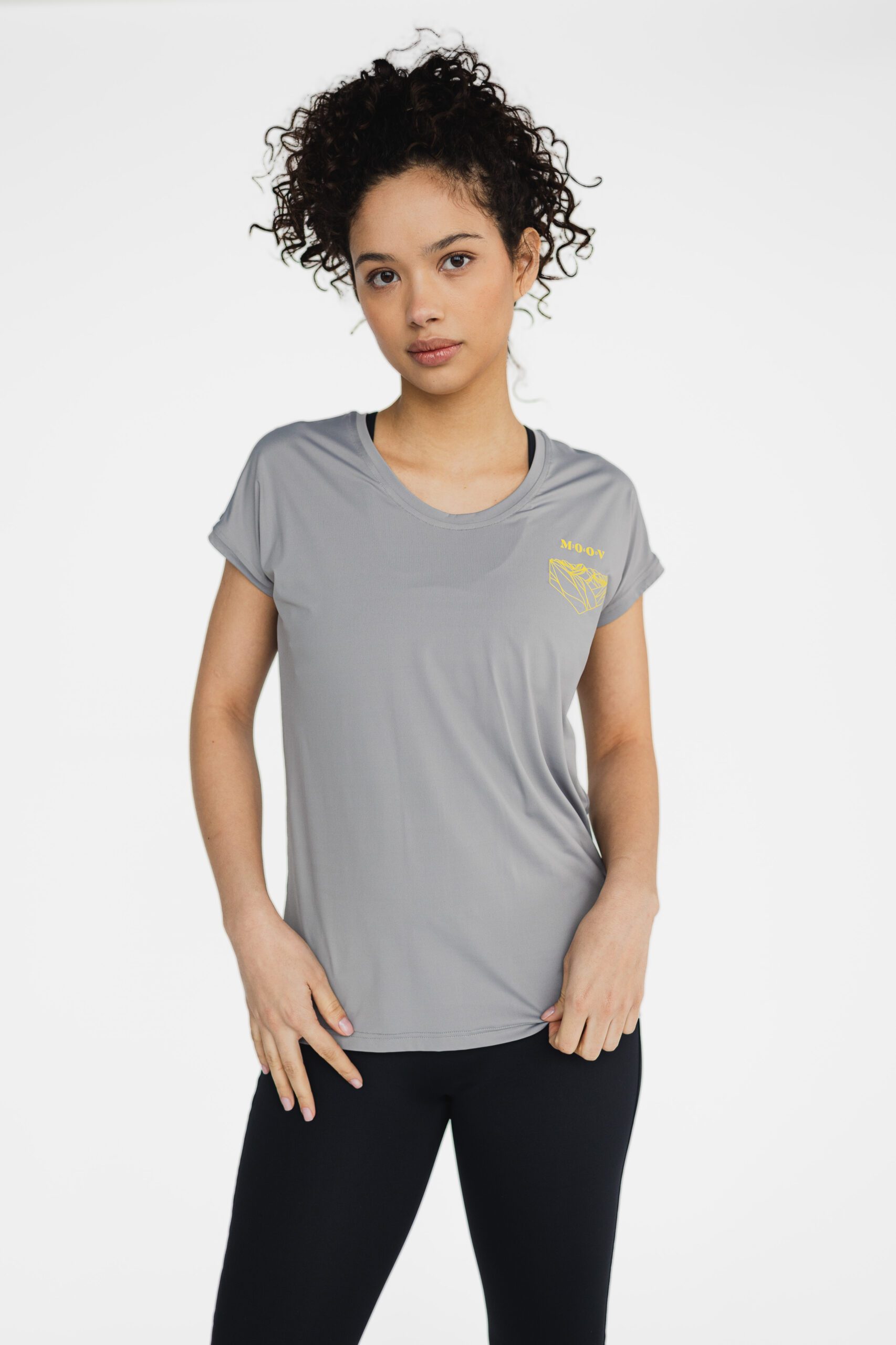 eco-friendly short-sleeved t-shirt Grey-yellow