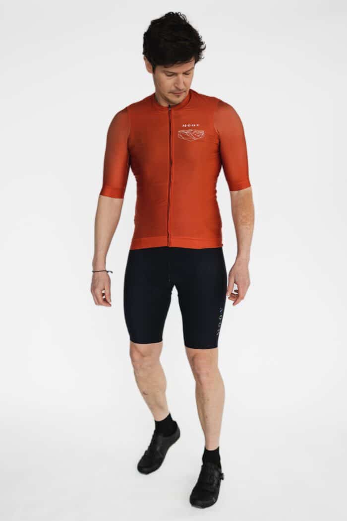 Eco-responsible bike jersey for men rust-white