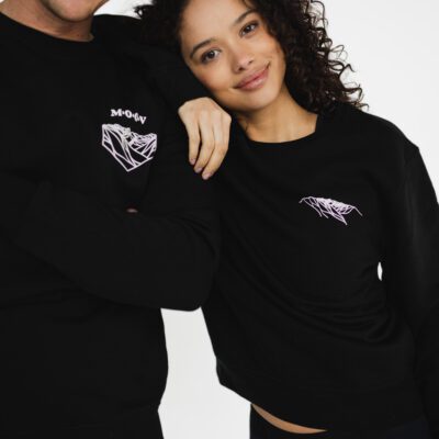 Unisex eco-friendly sweatshirt Black without Moov360 (black only) and Black with Moov360