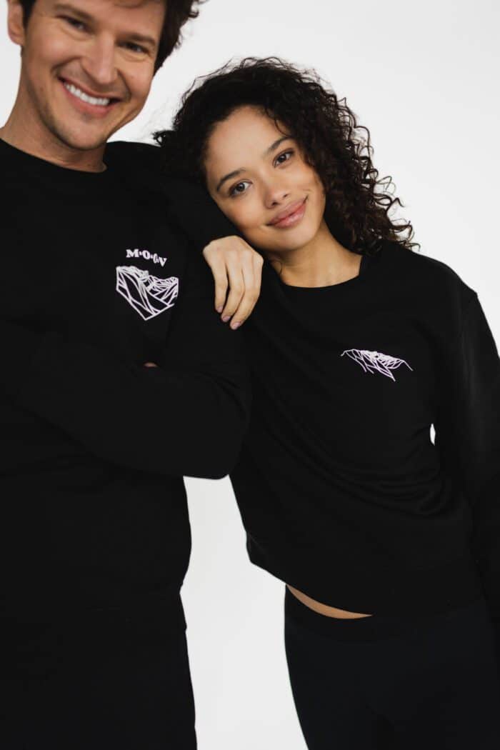 Unisex eco-friendly sweatshirt Black without Moov360 (black only) and Black with Moov360